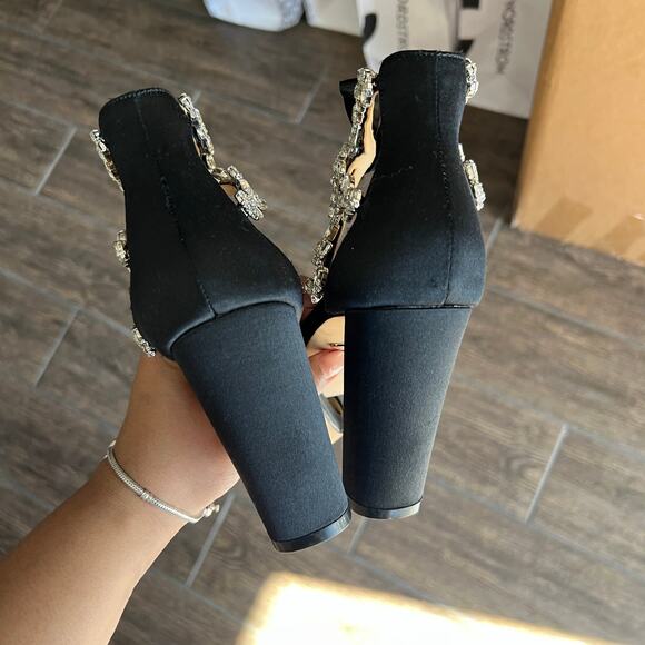 Badgley Mischka Everafter Embellished Black Block Heel 7 - Picture 8 of 10